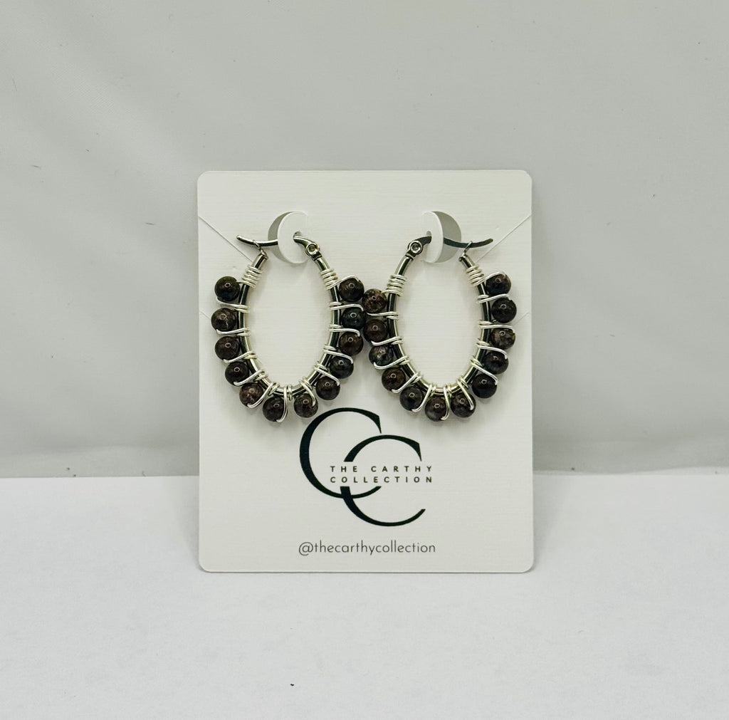 Misty Agate Hoops | Handcrafted Gemstone Earrings
