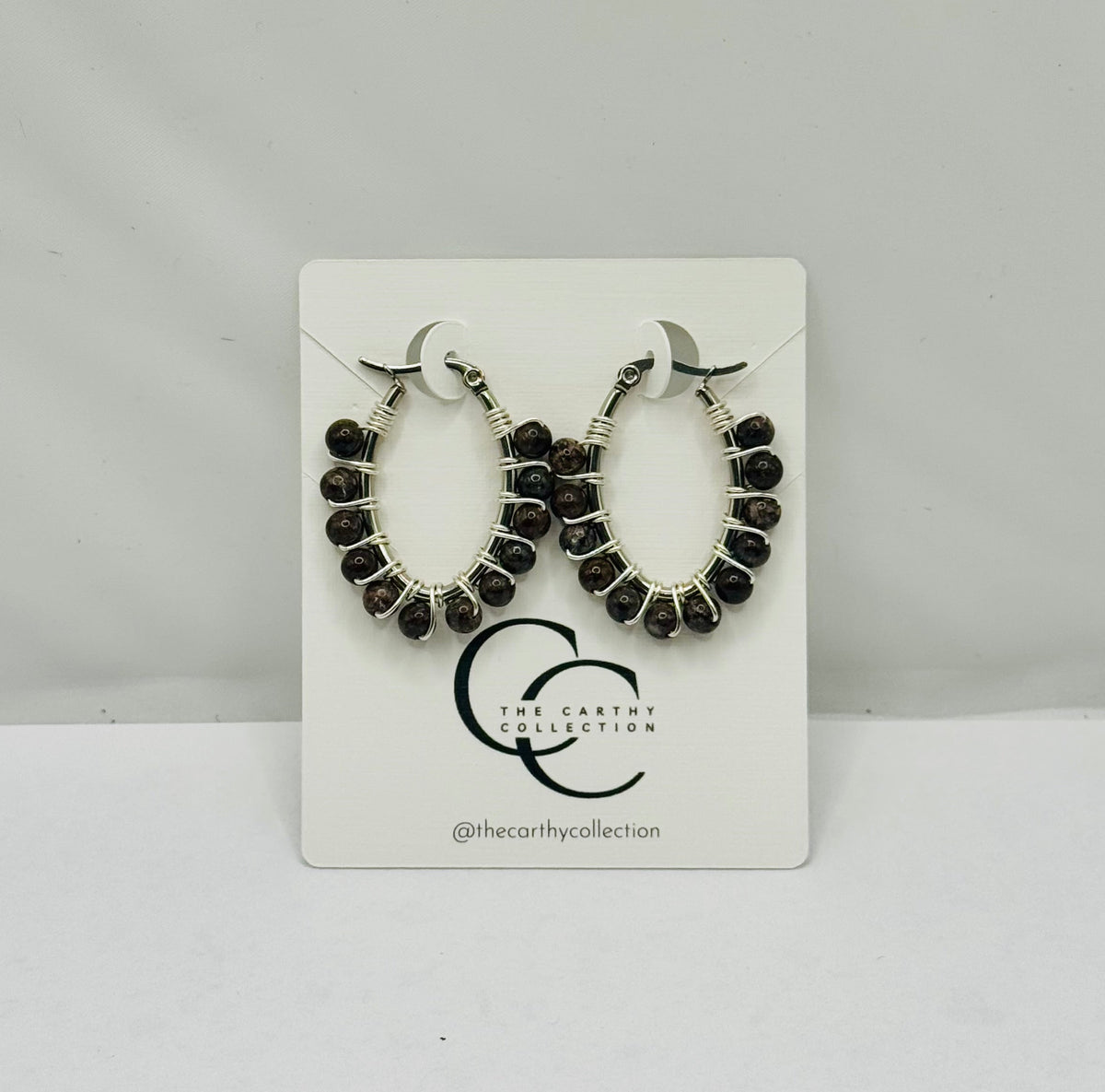 Misty Agate Hoops | Handcrafted Gemstone Earrings
