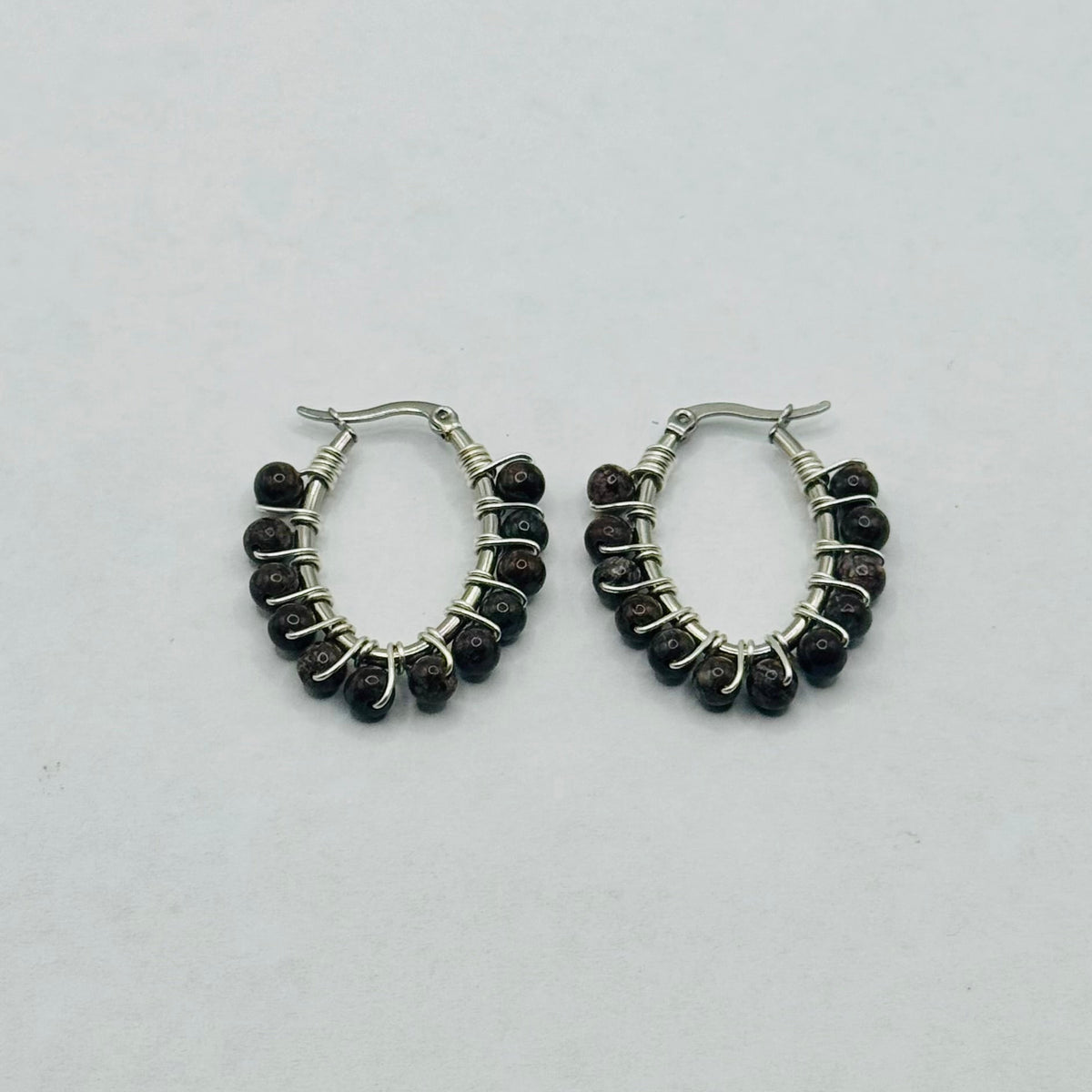 Misty Agate Hoops | Handcrafted Gemstone Earrings