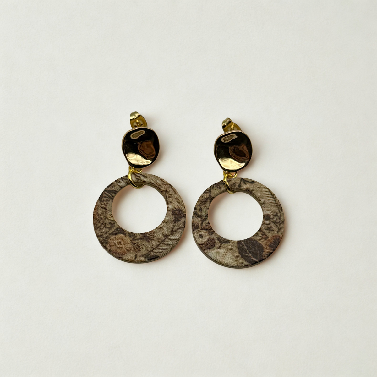 Relic Earrings | Cork + Gold-Tone Stud