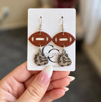 Bulldog Football Dangle Earrings