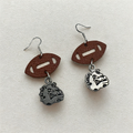 Bulldog Football Dangle Earrings